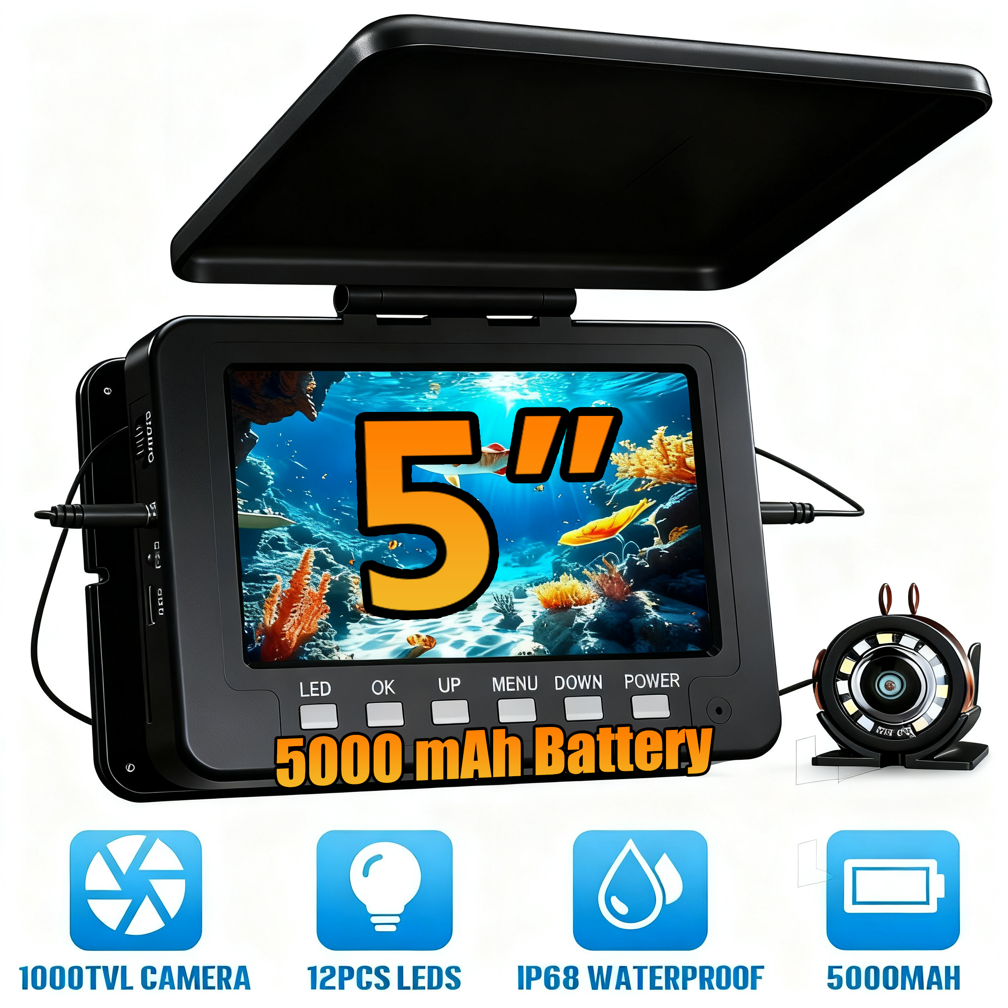 Underwater Fishing Camera - Underwater Fishing Camera - 5000mAh Battery,12