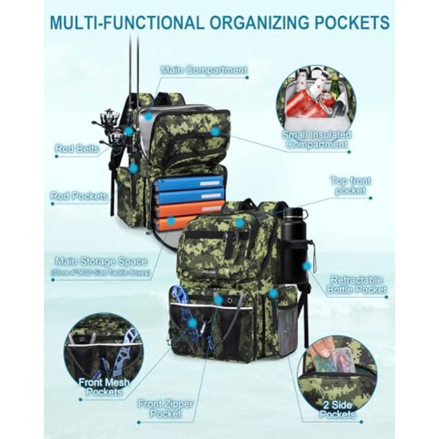 Fishing Backpack with Rod Hold - Fishing Equipment 评论和价格